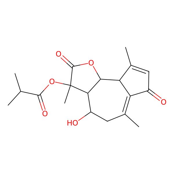 2D Structure of [(3S,3aR,4S,9aR,9bS)-4-hydroxy-3,6,9-trimethyl-2,7-dioxo-4,5,9a,9b-tetrahydro-3aH-azuleno[4,5-b]furan-3-yl] 2-methylpropanoate