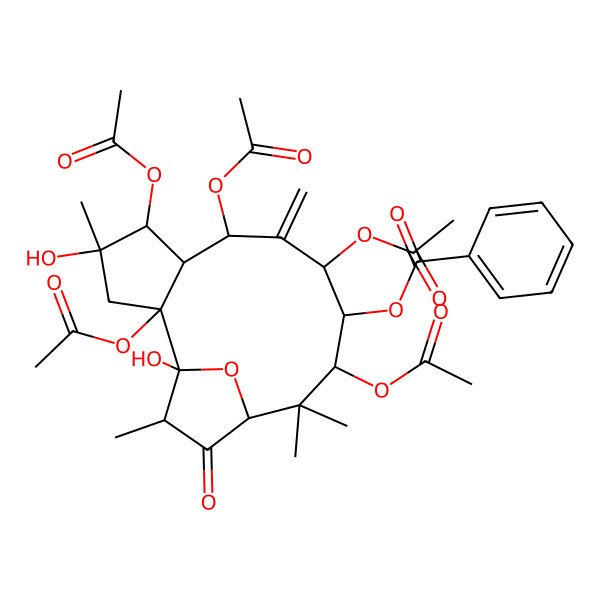 2D Structure of [(1R,2R,4R,5R,6S,7R,9S,10S,11S,13R,15R)-2,5,7,9,11-pentaacetyloxy-1,4-dihydroxy-4,12,12,15-tetramethyl-8-methylidene-14-oxo-16-oxatricyclo[11.2.1.02,6]hexadecan-10-yl] benzoate