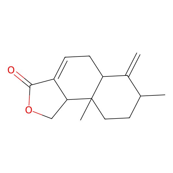 2D Structure of 7,9a-dimethyl-6-methylidene-5,5a,7,8,9,9b-hexahydro-1H-benzo[e][2]benzofuran-3-one