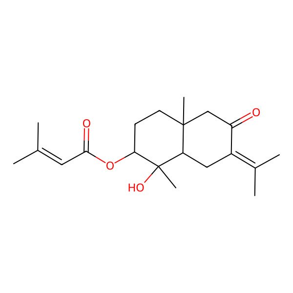 2D Structure of [(1S,2R,4aR,8aR)-1-hydroxy-1,4a-dimethyl-6-oxo-7-propan-2-ylidene-2,3,4,5,8,8a-hexahydronaphthalen-2-yl] 3-methylbut-2-enoate