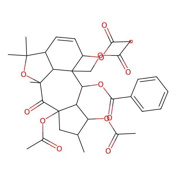 2D Structure of [(1S,2S,3S,4R,5R,7S,9R,12R,15S,16S)-4,7,15-triacetyloxy-1-(acetyloxymethyl)-5,9,11,11-tetramethyl-8-oxo-10-oxatetracyclo[7.6.1.03,7.012,16]hexadec-13-en-2-yl] benzoate