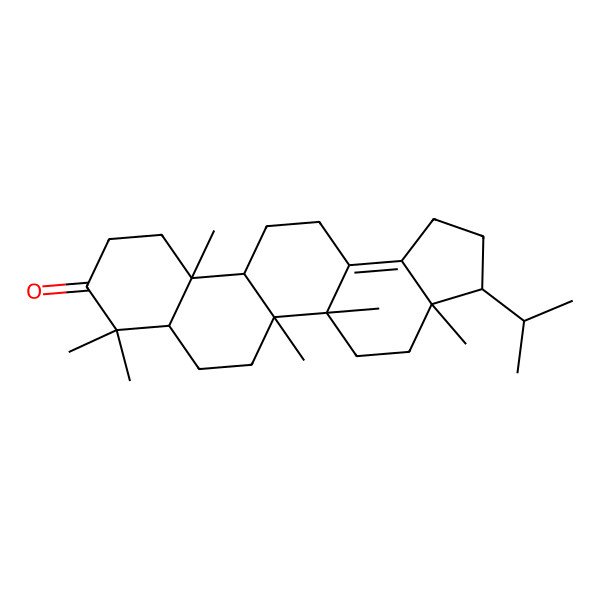 2D Structure of 3a,5a,5b,8,8,11a-hexamethyl-3-propan-2-yl-2,3,4,5,6,7,7a,10,11,11b,12,13-dodecahydro-1H-cyclopenta[a]chrysen-9-one