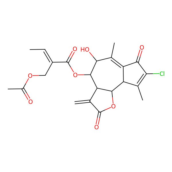 2D Structure of (8-chloro-5-hydroxy-6,9-dimethyl-3-methylidene-2,7-dioxo-4,5,9a,9b-tetrahydro-3aH-azuleno[4,5-b]furan-4-yl) 2-(acetyloxymethyl)but-2-enoate
