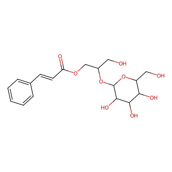 2D Structure of [(2S)-3-hydroxy-2-[(2R,3R,4S,5S,6R)-3,4,5-trihydroxy-6-(hydroxymethyl)oxan-2-yl]oxypropyl] (E)-3-phenylprop-2-enoate