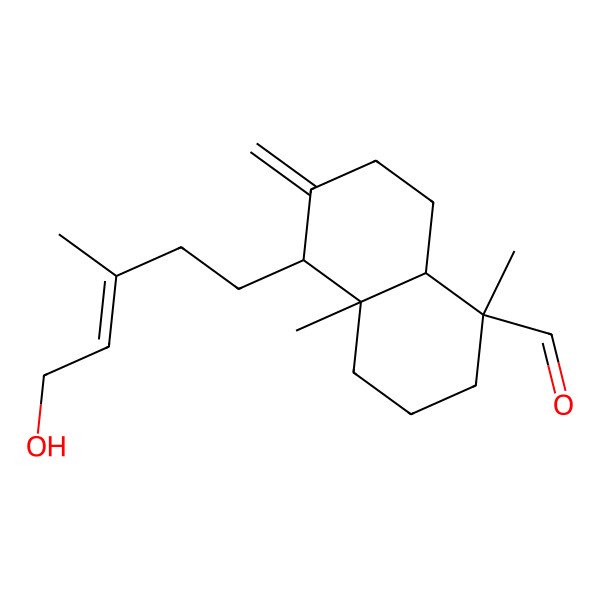2D Structure of (1S,4aR,8aR)-5-(5-hydroxy-3-methylpent-3-enyl)-1,4a-dimethyl-6-methylidene-3,4,5,7,8,8a-hexahydro-2H-naphthalene-1-carbaldehyde 2D Structure of (1S,4aR,8aR)-5-(5-hydroxy-3-methylpent-3-enyl)-1,4a-dimethyl-6-methylidene-3,4,5,7,8,8a-hexahydro-2H-naphthalene-1-carbaldehyde