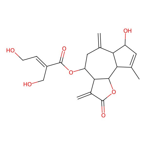 2D Structure of [(3aR,4R,6aR,7R,9aR,9bR)-7-hydroxy-9-methyl-3,6-dimethylidene-2-oxo-4,5,6a,7,9a,9b-hexahydro-3aH-azuleno[4,5-b]furan-4-yl] (E)-4-hydroxy-2-(hydroxymethyl)but-2-enoate