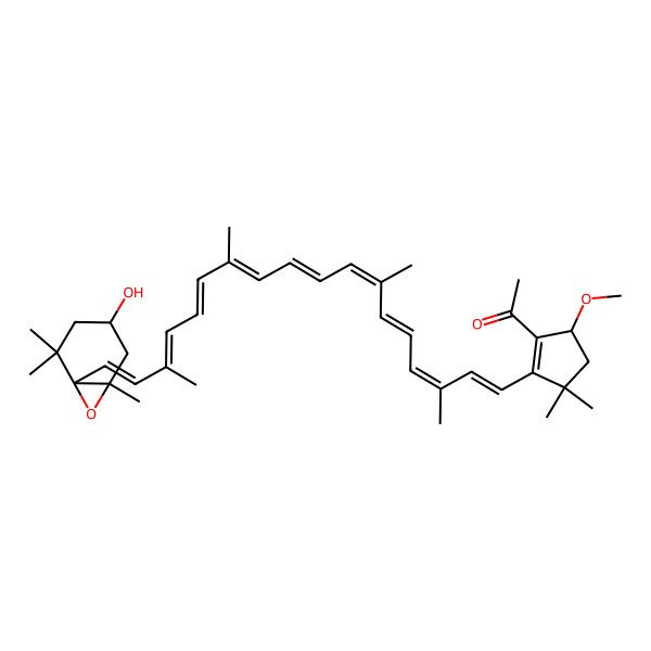 2D Structure of 1-[2-[18-(4-Hydroxy-2,2,6-trimethyl-7-oxabicyclo[4.1.0]heptan-1-yl)-3,7,12,16-tetramethyloctadeca-1,3,5,7,9,11,13,15,17-nonaenyl]-5-methoxy-3,3-dimethylcyclopenten-1-yl]ethanone