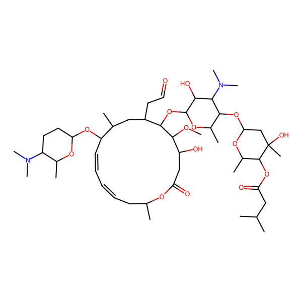2D Structure of [6-[4-(dimethylamino)-6-[[(5S,6S,7R,9R,11Z,13Z,16R)-10-[5-(dimethylamino)-6-methyloxan-2-yl]oxy-4-hydroxy-5-methoxy-9,16-dimethyl-2-oxo-7-(2-oxoethyl)-1-oxacyclohexadeca-11,13-dien-6-yl]oxy]-5-hydroxy-2-methyloxan-3-yl]oxy-4-hydroxy-2,4-dimethyloxan-3-yl] 3-methylbutanoate