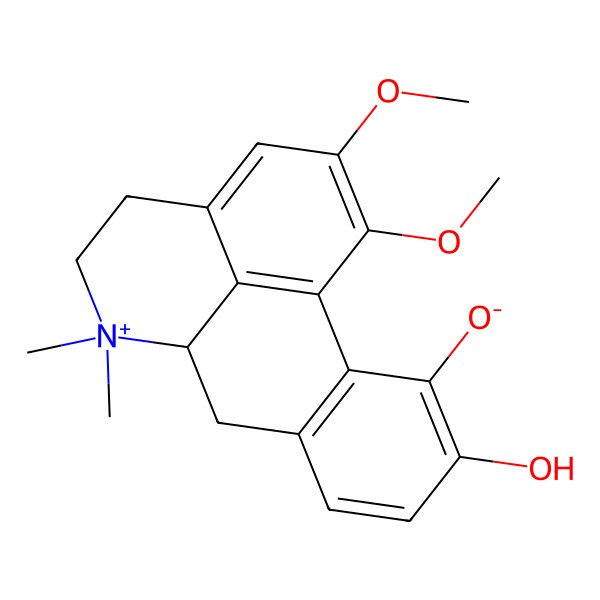 2D Structure of (6aS)-10-hydroxy-1,2-dimethoxy-6,6-dimethyl-5,6,6a,7-tetrahydro-4H-dibenzo[de,g]quinolin-6-ium-11-olate
