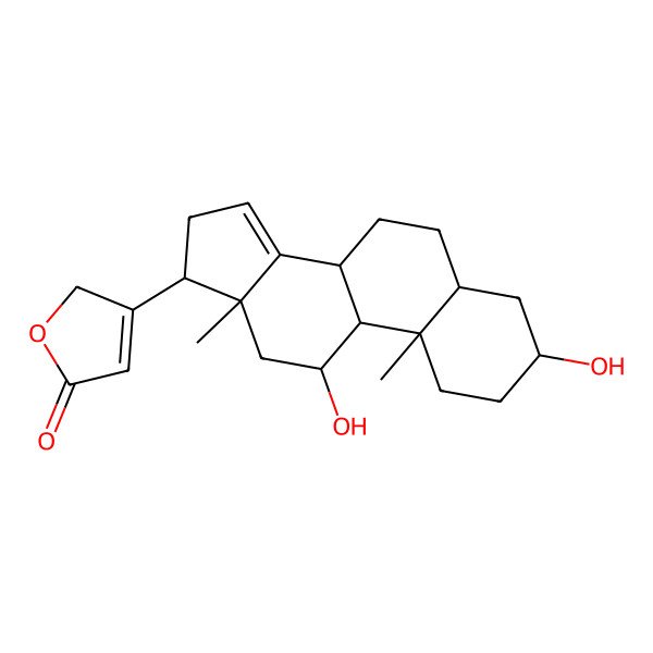 2D Structure of 3-[(3S,5R,8R,9S,10S,11R,13R,17S)-3,11-dihydroxy-10,13-dimethyl-2,3,4,5,6,7,8,9,11,12,16,17-dodecahydro-1H-cyclopenta[a]phenanthren-17-yl]-2H-furan-5-one