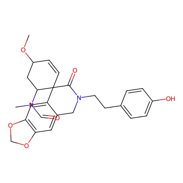 2D Structure of N-[(1'S,5'R,8S)-6-[2-(4-hydroxyphenyl)ethyl]-5'-methoxy-7-oxospiro[5H-[1,3]dioxolo[4,5-g]isoquinoline-8,2'-cyclohex-3-ene]-1'-yl]-N-methylformamide