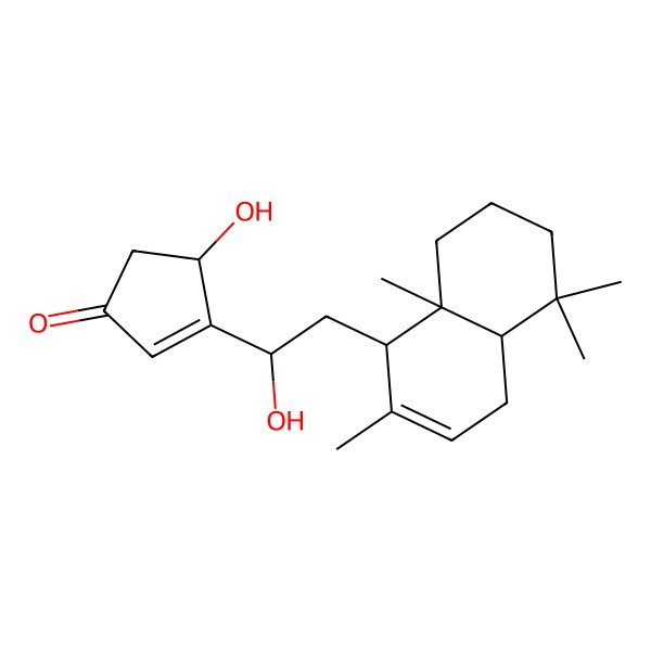 2D Structure of 3-[2-(2,5,5,8a-Tetramethyl-1,4,4a,6,7,8-hexahydronaphthalen-1-yl)-1-hydroxyethyl]-4-hydroxycyclopent-2-en-1-one