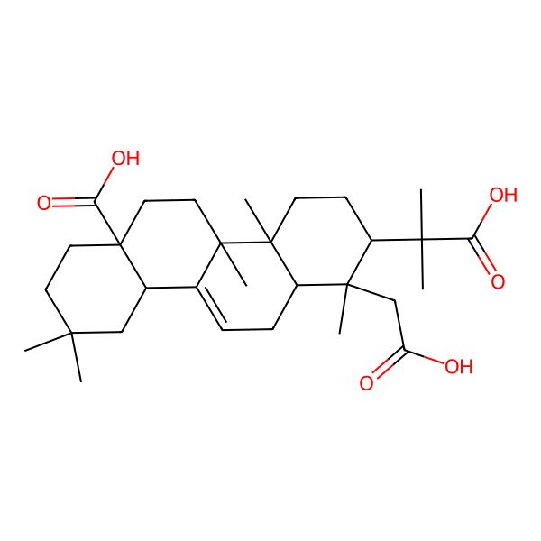 2D Structure of (1R,2S,4aS,4bR,6aR,10aR,12aR)-1-(carboxymethyl)-2-(2-carboxypropan-2-yl)-1,4a,4b,9,9-pentamethyl-3,4,5,6,7,8,10,10a,12,12a-decahydro-2H-chrysene-6a-carboxylic acid 2D Structure of (1R,2S,4aS,4bR,6aR,10aR,12aR)-1-(carboxymethyl)-2-(2-carboxypropan-2-yl)-1,4a,4b,9,9-pentamethyl-3,4,5,6,7,8,10,10a,12,12a-decahydro-2H-chrysene-6a-carboxylic acid
