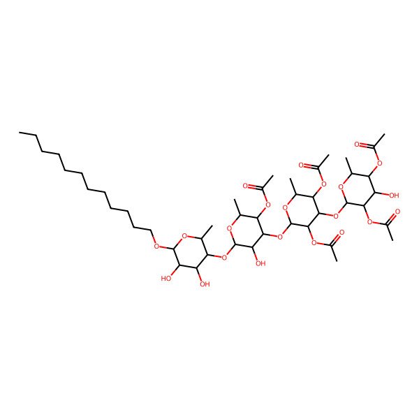 2D Structure of [(2S,3R,4R,5R,6S)-5-acetyloxy-6-[(2S,3R,4R,5S,6S)-3,5-diacetyloxy-2-[(2S,3R,4S,5S,6S)-5-acetyloxy-2-[(2S,3R,4R,5R,6R)-6-dodecoxy-4,5-dihydroxy-2-methyloxan-3-yl]oxy-3-hydroxy-6-methyloxan-4-yl]oxy-6-methyloxan-4-yl]oxy-4-hydroxy-2-methyloxan-3-yl] acetate
