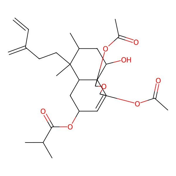 2D Structure of [(1R,3R,5R,6aS,7R,8R,10S,10aS)-1,3-diacetyloxy-10-hydroxy-7,8-dimethyl-7-(3-methylidenepent-4-enyl)-1,3,5,6,6a,8,9,10-octahydrobenzo[d][2]benzofuran-5-yl] 2-methylpropanoate