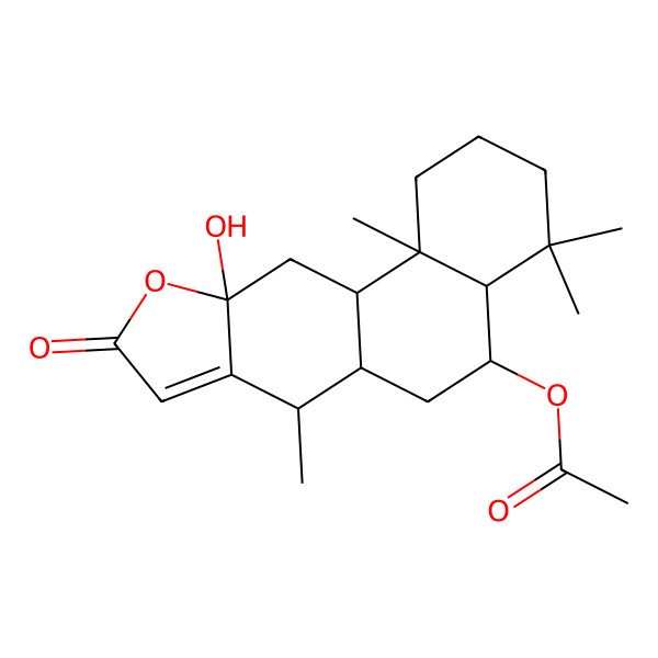2D Structure of (10a-Hydroxy-4,4,7,11b-tetramethyl-9-oxo-1,2,3,4a,5,6,6a,7,11,11a-decahydronaphtho[2,1-f][1]benzofuran-5-yl) acetate