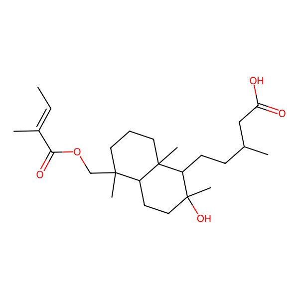 2D Structure of 5-[2-hydroxy-2,5,8a-trimethyl-5-(2-methylbut-2-enoyloxymethyl)-3,4,4a,6,7,8-hexahydro-1H-naphthalen-1-yl]-3-methylpentanoic acid