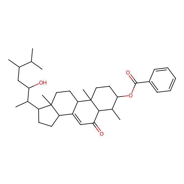 2D Structure of [(3S,4S,5S,9R,10R,13R,14R,17R)-17-[(2S,3S,5R)-3-hydroxy-5,6-dimethylheptan-2-yl]-4,10,13-trimethyl-6-oxo-1,2,3,4,5,9,11,12,14,15,16,17-dodecahydrocyclopenta[a]phenanthren-3-yl] benzoate