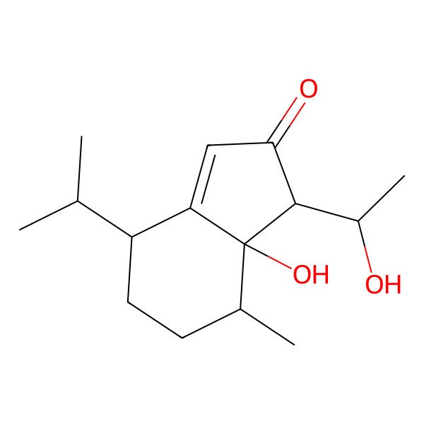 2D Structure of 7a-hydroxy-1-(1-hydroxyethyl)-7-methyl-4-propan-2-yl-4,5,6,7-tetrahydro-1H-inden-2-one
