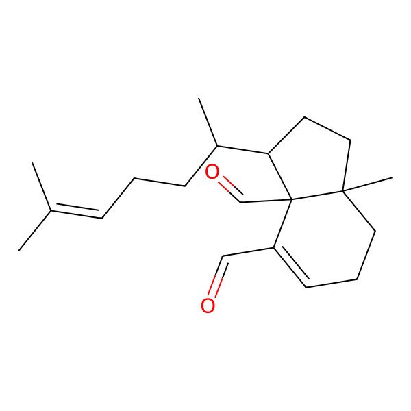2D Structure of 7a-methyl-3-(6-methylhept-5-en-2-yl)-2,3,6,7-tetrahydro-1H-indene-3a,4-dicarbaldehyde