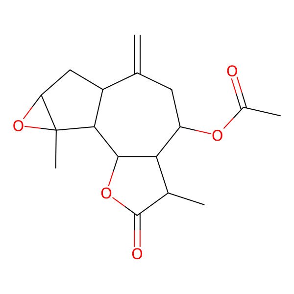 2D Structure of [(1S,2S,5S,6R,7S,10R,12S,14R)-5,14-dimethyl-9-methylidene-4-oxo-3,13-dioxatetracyclo[8.4.0.02,6.012,14]tetradecan-7-yl] acetate