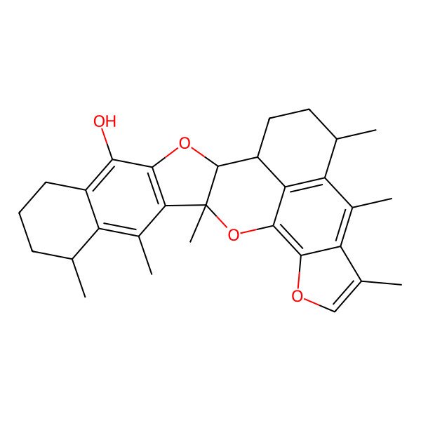 2D Structure of (1S,2R,10S,14S,24S)-10,12,14,20,22,24-hexamethyl-3,15,18-trioxaheptacyclo[14.10.1.02,14.04,13.06,11.017,21.023,27]heptacosa-4(13),5,11,16,19,21,23(27)-heptaen-5-ol