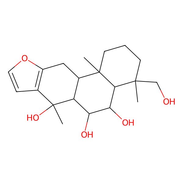 2D Structure of 4-(hydroxymethyl)-4,7,11b-trimethyl-2,3,4a,5,6,6a,11,11a-octahydro-1H-naphtho[2,1-f][1]benzofuran-5,6,7-triol