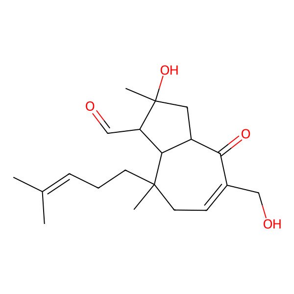 2D Structure of (1S,2R,3aS,8S,8aS)-2-hydroxy-5-(hydroxymethyl)-2,8-dimethyl-8-(4-methylpent-3-enyl)-4-oxo-3,3a,7,8a-tetrahydro-1H-azulene-1-carbaldehyde