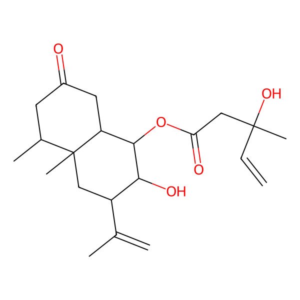 2D Structure of (2-Hydroxy-4a,5-dimethyl-7-oxo-3-prop-1-en-2-yl-1,2,3,4,5,6,8,8a-octahydronaphthalen-1-yl) 3-hydroxy-3-methylpent-4-enoate