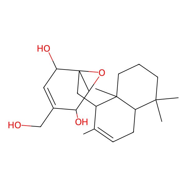 2D Structure of 1-[(2,5,5,8A-Tetramethyl-1,4,4A,6,7,8-hexahydronaphthalen-1-YL)methyl]-4-(hydroxymethyl)-7-oxabicyclo[4.1.0]hept-3-ene-2,5-diol