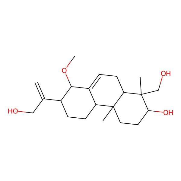 2D Structure of (1S,2R,4aS,4bS,7S,8R,10aS)-1-(hydroxymethyl)-7-(3-hydroxyprop-1-en-2-yl)-8-methoxy-1,4a-dimethyl-2,3,4,4b,5,6,7,8,10,10a-decahydrophenanthren-2-ol 2D Structure of (1S,2R,4aS,4bS,7S,8R,10aS)-1-(hydroxymethyl)-7-(3-hydroxyprop-1-en-2-yl)-8-methoxy-1,4a-dimethyl-2,3,4,4b,5,6,7,8,10,10a-decahydrophenanthren-2-ol