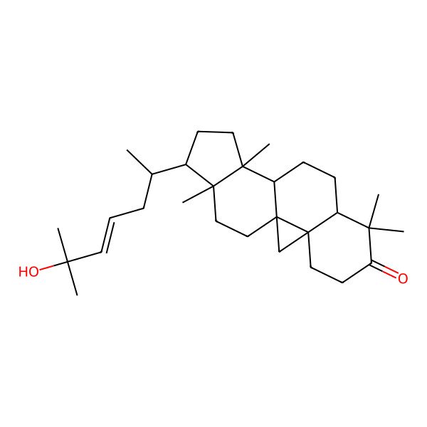 2D Structure of (1S,3R,8R,11S,12S,15R,16R)-15-[(2R)-6-hydroxy-6-methylhept-4-en-2-yl]-7,7,12,16-tetramethylpentacyclo[9.7.0.01,3.03,8.012,16]octadecan-6-one