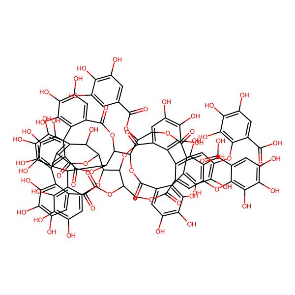 2D Structure of 2-[[(11S,12R)-12-[(14R,15S,19S)-19-[6-[[(10R,11S)-17-(6-carboxy-2,3,4-trihydroxyphenoxy)-10-[(14R,15S,19R)-2,3,4,7,8,9,19-heptahydroxy-12,17-dioxo-13,16-dioxatetracyclo[13.3.1.05,18.06,11]nonadeca-1,3,5(18),6,8,10-hexaen-14-yl]-3,4,5,18,19-pentahydroxy-8,14-dioxo-9,13-dioxatricyclo[13.4.0.02,7]nonadeca-1(19),2,4,6,15,17-hexaen-11-yl]oxycarbonyl]-2,3,4-trihydroxyphenyl]-2,3,4,7,8,9-hexahydroxy-12,17-dioxo-13,16-dioxatetracyclo[13.3.1.05,18.06,11]nonadeca-1,3,5(18),6,8,10-hexaen-14-yl]-3,4,17,18,19-pentahydroxy-8,14-dioxo-11-(3,4,5-trihydroxybenzoyl)oxy-9,13-dioxatricyclo[13.4.0.02,7]nonadeca-1(19),2,4,6,15,17-hexaen-5-yl]oxy]-3,4,5-trihydroxybenzoic acid