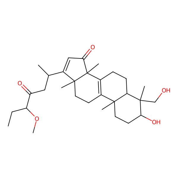 2D Structure of 3-Hydroxy-4-(hydroxymethyl)-17-(5-methoxy-4-oxoheptan-2-yl)-4,10,13,14-tetramethyl-1,2,3,5,6,7,11,12-octahydrocyclopenta[a]phenanthren-15-one
