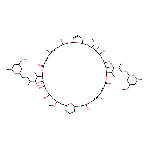 2D Structure of (1S,3S,5E,7E,11S,12S,13R,15S,16S,17S,19R,23R,25S,27E,29E,33S,34S,35R,37S,39R,41R)-3,13,15,25,35,37-hexahydroxy-11,33-bis[(2S,3S,4S)-3-hydroxy-6-[(2S,4R,6S)-4-methoxy-6-methyloxan-2-yl]-4-methylhexan-2-yl]-17,39-dimethoxy-6,12,16,28,34-pentamethyl-10,32,45,46-tetraoxatricyclo[39.3.1.119,23]hexatetraconta-5,7,21,27,29-pentaene-9,31-dione