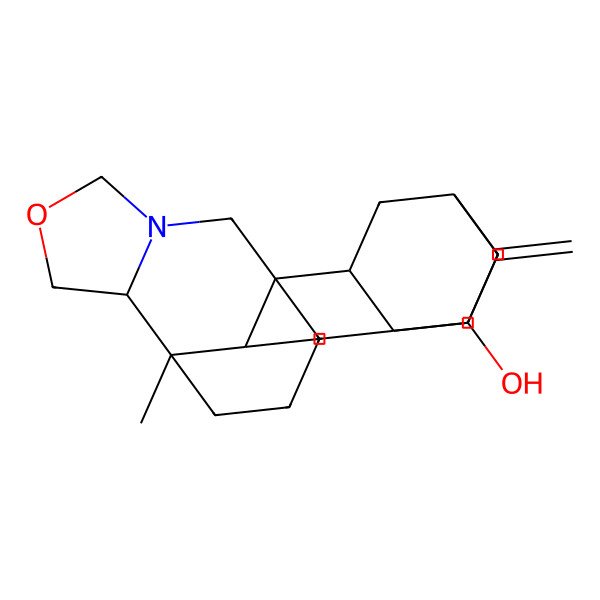 2D Structure of (1S,2R,4R,6R,7R,10S,11S,12S)-11-methyl-5-methylidene-14-oxa-16-azahexacyclo[9.6.3.24,7.01,10.02,7.012,16]docosan-6-ol