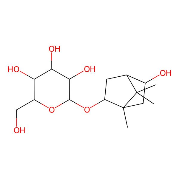 2D Structure of (2R,3S,4S,5R,6R)-2-(hydroxymethyl)-6-[[(1R,2S,4R,5R)-5-hydroxy-1,7,7-trimethyl-2-bicyclo[2.2.1]heptanyl]oxy]oxane-3,4,5-triol