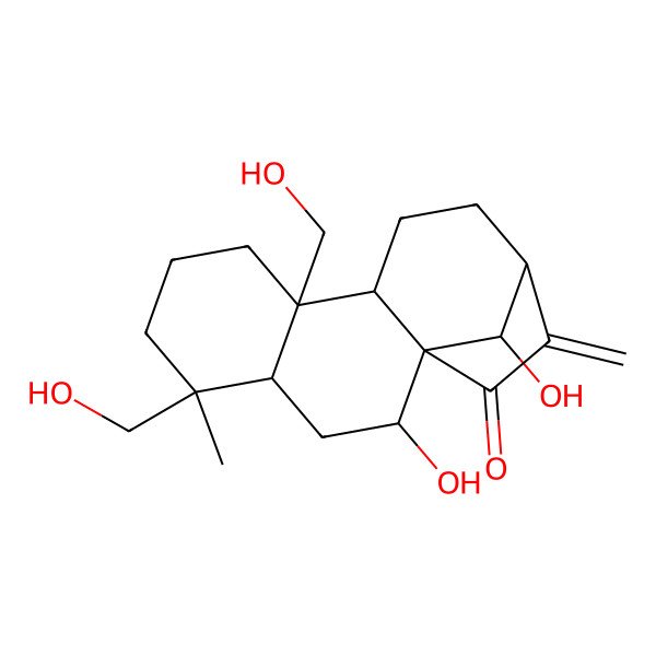 2D Structure of 2,16-Dihydroxy-5,9-bis(hydroxymethyl)-5-methyl-14-methylidenetetracyclo[11.2.1.01,10.04,9]hexadecan-15-one