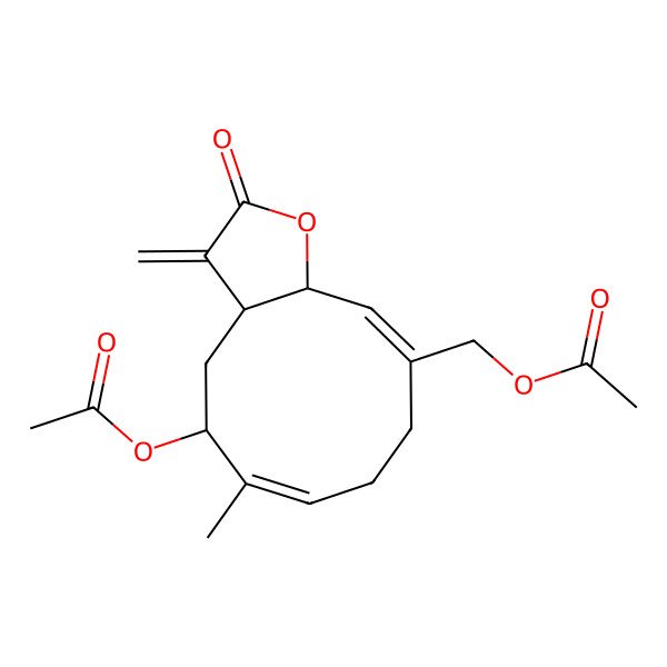 2D Structure of (5-Acetyloxy-6-methyl-3-methylidene-2-oxo-3a,4,5,8,9,11a-hexahydrocyclodeca[b]furan-10-yl)methyl acetate