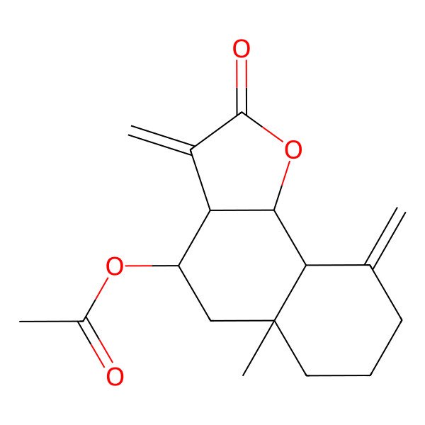 2D Structure of [(3aR,4S,5aR,9aS,9bR)-5a-methyl-3,9-dimethylidene-2-oxo-3a,4,5,6,7,8,9a,9b-octahydrobenzo[g][1]benzofuran-4-yl] acetate