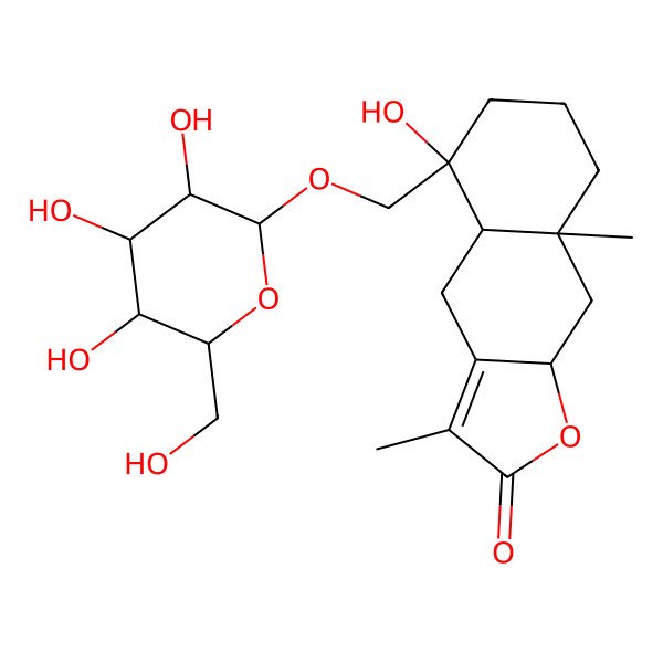 2D Structure of 5-hydroxy-3,8a-dimethyl-5-[[3,4,5-trihydroxy-6-(hydroxymethyl)oxan-2-yl]oxymethyl]-4a,6,7,8,9,9a-hexahydro-4H-benzo[f][1]benzofuran-2-one