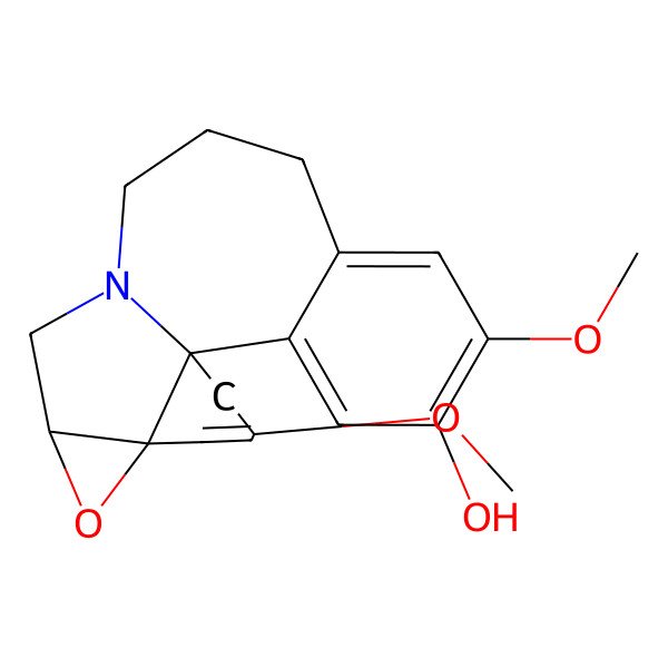 2D Structure of (1R,13R,15S,18R)-5,18-dimethoxy-14-oxa-11-azapentacyclo[9.8.0.01,15.02,7.013,15]nonadeca-2,4,6,16-tetraen-4-ol