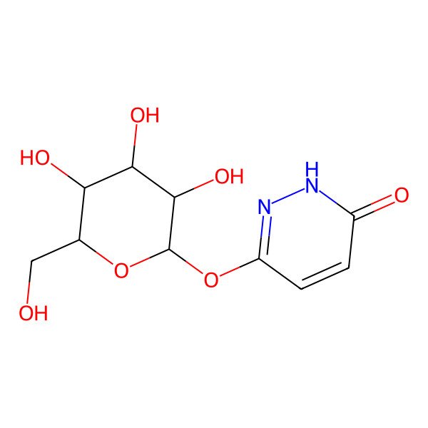 2D Structure of 6-(((2S,3R,4S,5S,6R)-3,4,5-Trihydroxy-6-(hydroxymethyl)tetrahydro-2H-pyran-2-yl)oxy)pyridazin-3(2H)-one