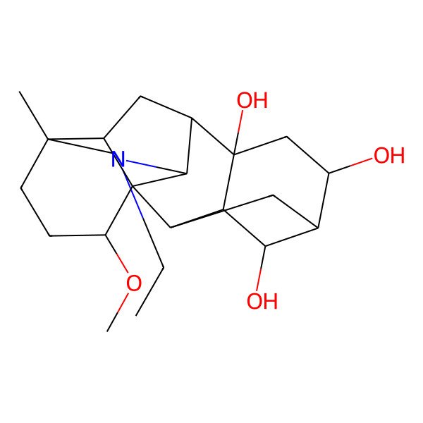 2D Structure of (1S,2R,3R,4S,5R,6R,8S,9S,10R,13R,16S,17R)-11-ethyl-16-methoxy-13-methyl-11-azahexacyclo[7.7.2.12,5.01,10.03,8.013,17]nonadecane-4,6,8-triol