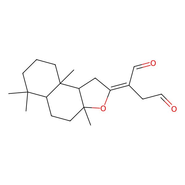2D Structure of (2Z)-2-[(3aS,5aR,9aR,9bS)-3a,6,6,9a-tetramethyl-1,4,5,5a,7,8,9,9b-octahydrobenzo[e][1]benzofuran-2-ylidene]butanedial