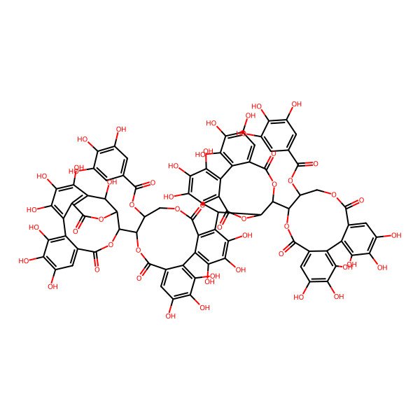 2D Structure of [10-[19-[12-(2,3,4,7,8,9,19-Heptahydroxy-12,17-dioxo-13,16-dioxatetracyclo[13.3.1.05,18.06,11]nonadeca-1,3,5(18),6,8,10-hexaen-14-yl)-3,4,5,17,18,19-hexahydroxy-8,14-dioxo-11-(3,4,5-trihydroxybenzoyl)oxy-9,13-dioxatricyclo[13.4.0.02,7]nonadeca-1(19),2(7),3,5,15,17-hexaen-6-yl]-2,3,4,7,8,9-hexahydroxy-12,17-dioxo-13,16-dioxatetracyclo[13.3.1.05,18.06,11]nonadeca-1,3,5(18),6,8,10-hexaen-14-yl]-3,4,5,17,18,19-hexahydroxy-8,14-dioxo-9,13-dioxatricyclo[13.4.0.02,7]nonadeca-1(19),2,4,6,15,17-hexaen-11-yl] 3,4,5-trihydroxybenzoate
