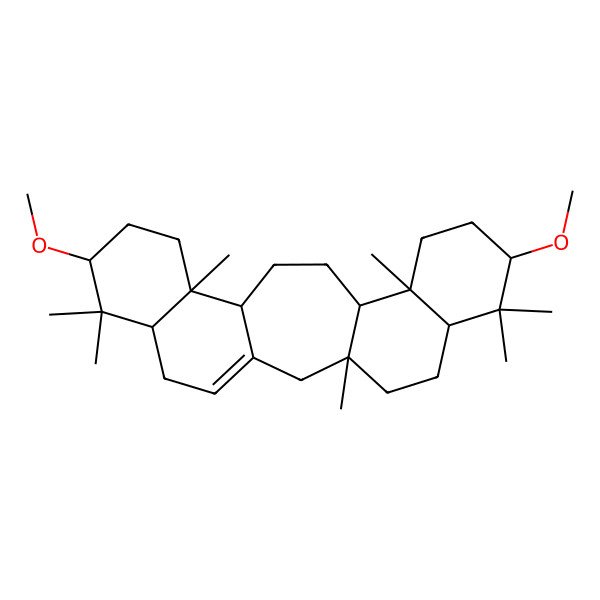 2D Structure of (3S,6R,8R,11R,12S,15S,16R,19R,21R)-8,19-dimethoxy-3,7,7,11,16,20,20-heptamethylpentacyclo[13.8.0.03,12.06,11.016,21]tricos-1(23)-ene