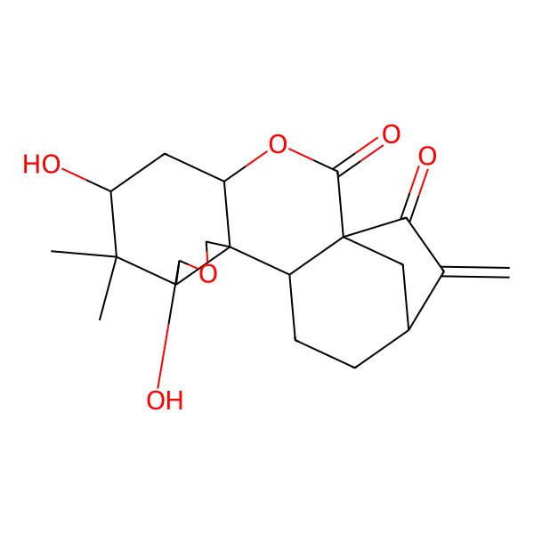 2D Structure of 6,9-Dihydroxy-7,7-dimethyl-17-methylidene-3,10-dioxapentacyclo[14.2.1.01,13.04,12.08,12]nonadecane-2,18-dione