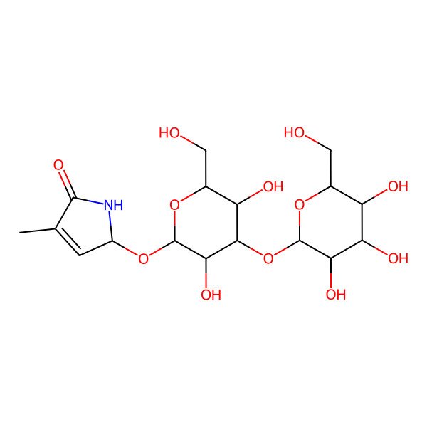 2D Structure of (2R)-2-[(2S,3R,4S,5R,6R)-3,5-dihydroxy-6-(hydroxymethyl)-4-[(2S,3R,4S,5S,6R)-3,4,5-trihydroxy-6-(hydroxymethyl)oxan-2-yl]oxyoxan-2-yl]oxy-4-methyl-1,2-dihydropyrrol-5-one