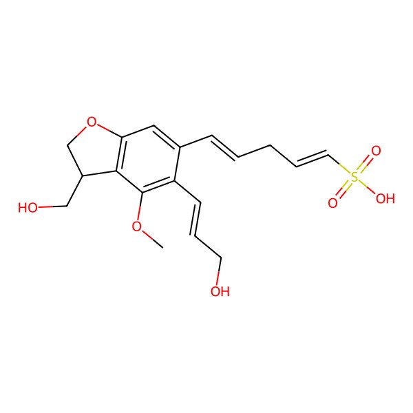 2D Structure of 5-[3-(Hydroxymethyl)-5-(3-hydroxyprop-1-enyl)-4-methoxy-2,3-dihydro-1-benzofuran-6-yl]penta-1,4-diene-1-sulfonic acid